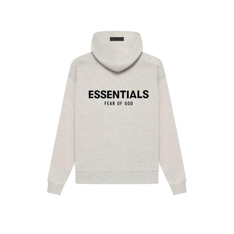 22SS Hooded Sweatshirt with Front and Back Flocking - ESSENTIALS Trendy American Streetwear, Cross-Border Hoodie with Double Stitching.
