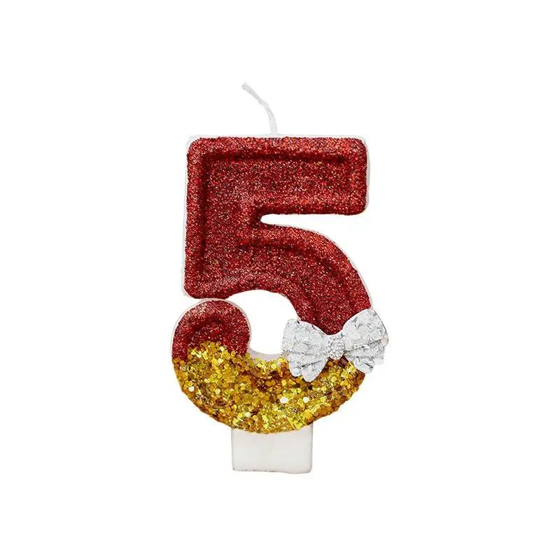 New Bow Birthday Candle, Creative Handmade Cake Candle Red Gold Digital Candle 0 To 9 Characters Independent Packaging Candle
