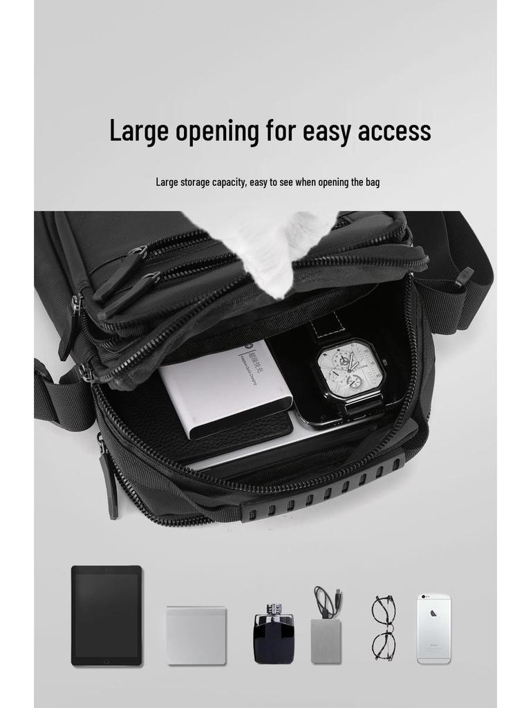 Men's Large Capacity Oxford Cloth Business Backpack & Crossbody Bag - Black