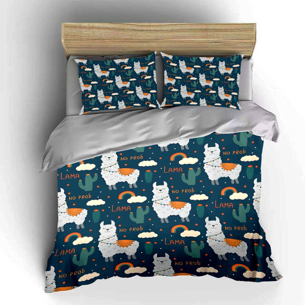 Llama No Prob Pattern Bedding Bedding Duvet Cover Set Duvet Cover Pillowcases (1 * Duvet Cover 2 * Pillowcases, Without Duvet Insert)