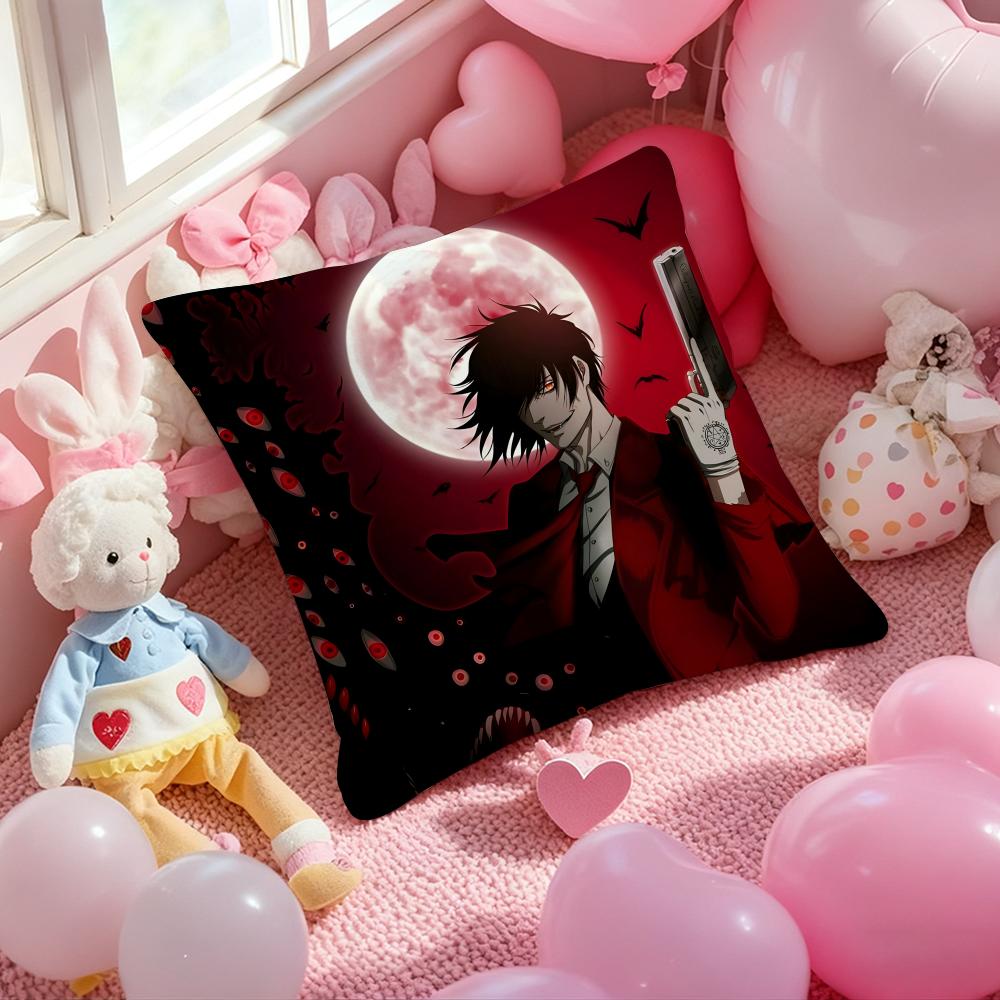 H-Hellsing U-Ultimate Anime Cushion Cover Pattern Printed Pillowcase for Living Room Sofa Cushion Cover & Bedroom Decor