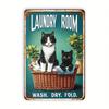 Vintage Metal Wall Art Cat Laundry Decor Waterproof Poster