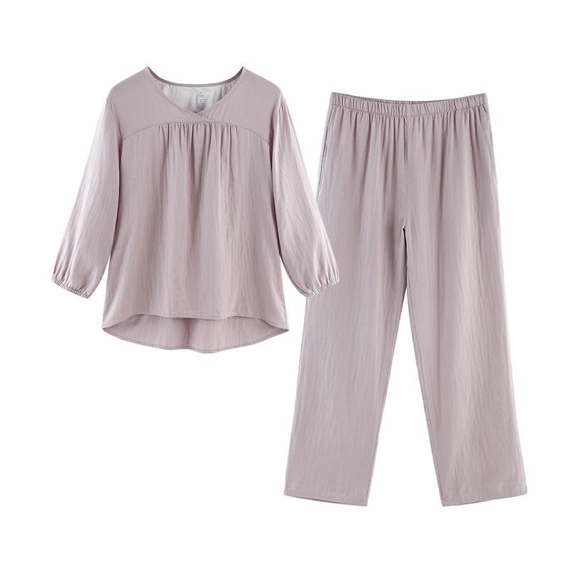 

Japanese Women s Double-Layer Cotton Gauze Pajamas: Long-Sleeve, Breathable & Comfortable for Spring/Autumn. M (90-110 lbs)