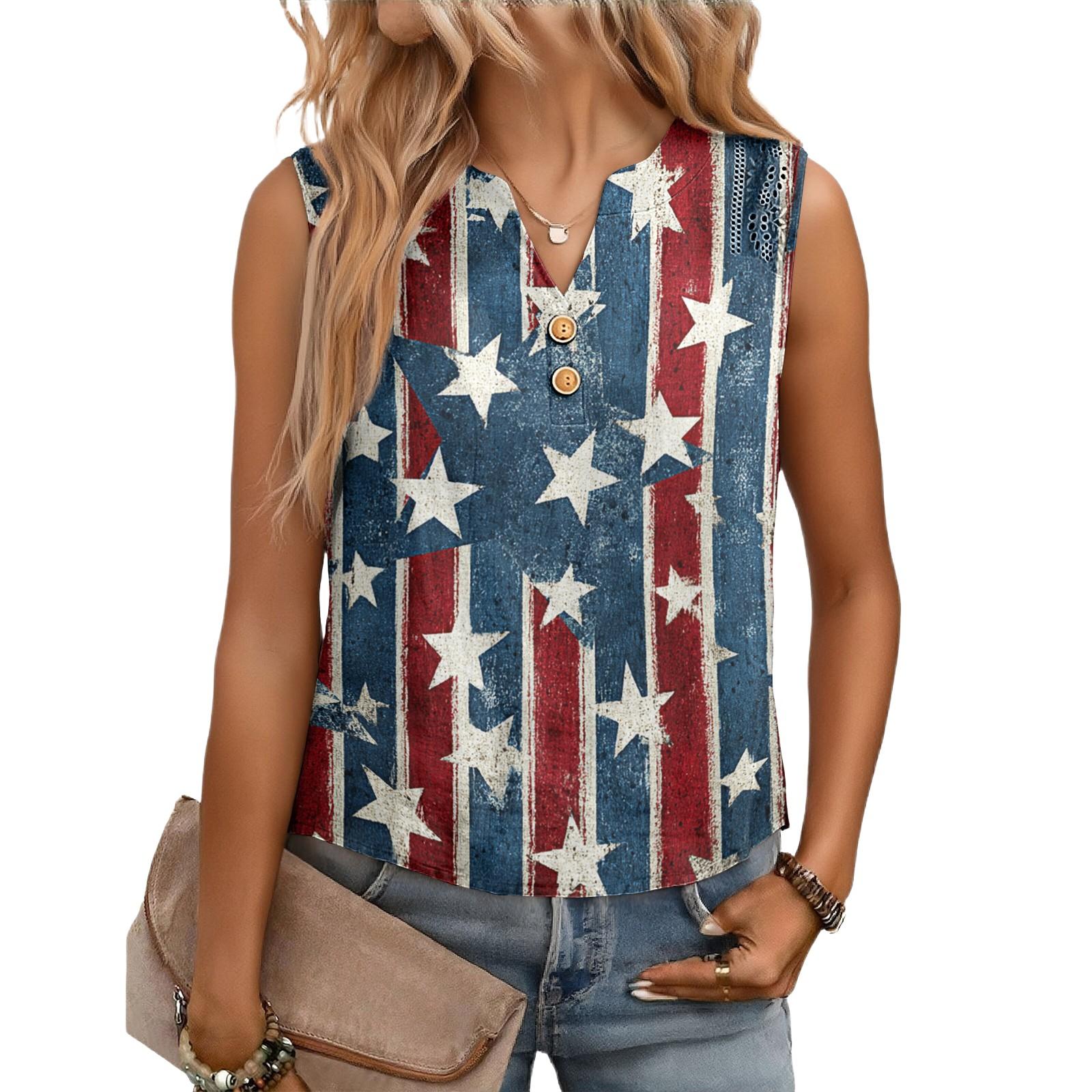 

Women s Casual, Loose-Fitting, Printed, Sleeveless Linen Blouse M червоний