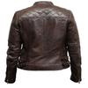 Noora Women's Dark Brown Leather Jacket Motorcycle Biker Quilted Leather Jacket