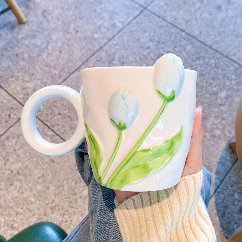 Design Sense Mug High Value Tulip Ceramic Cup Souvenir Water Cup Office Teacup Event Gift