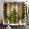Christmas Shower Curtain Xmas Tree Winter Forest Snow Cute Snowman Bathroom Shower Curtain Waterproof Bath Curtain With Hook