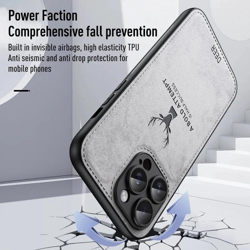 Luxury Deer Cortex Phone Case For For Iphone 11 12 13 14 15 16 Pro Max X XS XR Max Plus Bumper Cases Cover
