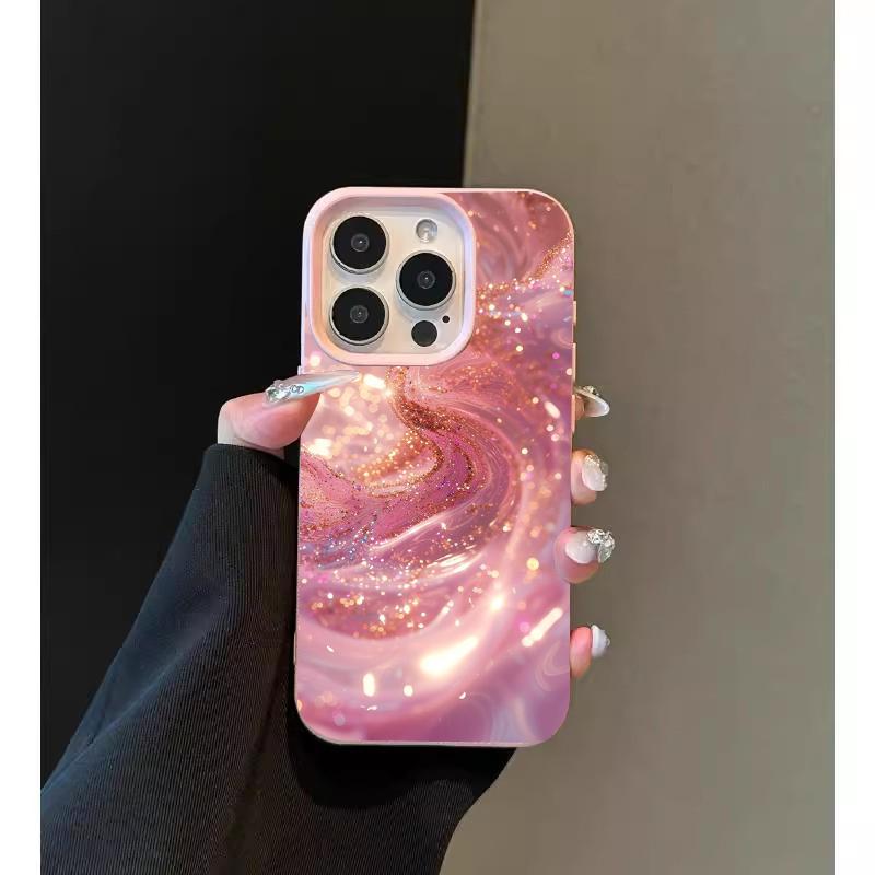 Fashion Luxury Pink Marble Silicone Phone Case For iPhone 13 14 15 16 11 12 17 Pro Max Shockproof Lichee Pattern TPU Soft Cover
