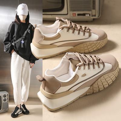 Gaufre Rétro Chaussures Forrest Gump Femmes Printemps Nouvelles Décontractées Couleur Assortie Polyvalentes Montrant le Petit Pied Chaussures de Sport Papa