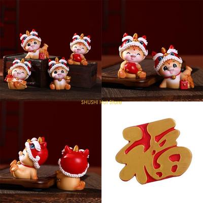 Resin Fengshui Statue Collectible Figurines Ornament for Home Office Decors D57B