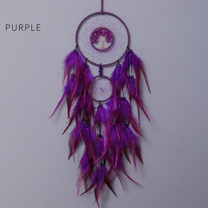 Dream Catcher Living Room Hanging Ornaments Crystal Tree of Life Hand-woven Wind Chimes Birthday Festival Gifts Home Decorations