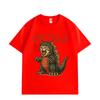 Catzilla Funny Cat Meme Graphic T Shirts Harajuku Japanese Style Short Sleeve T-shirts Fashion Cartoon Oversized T-shirt Unisex