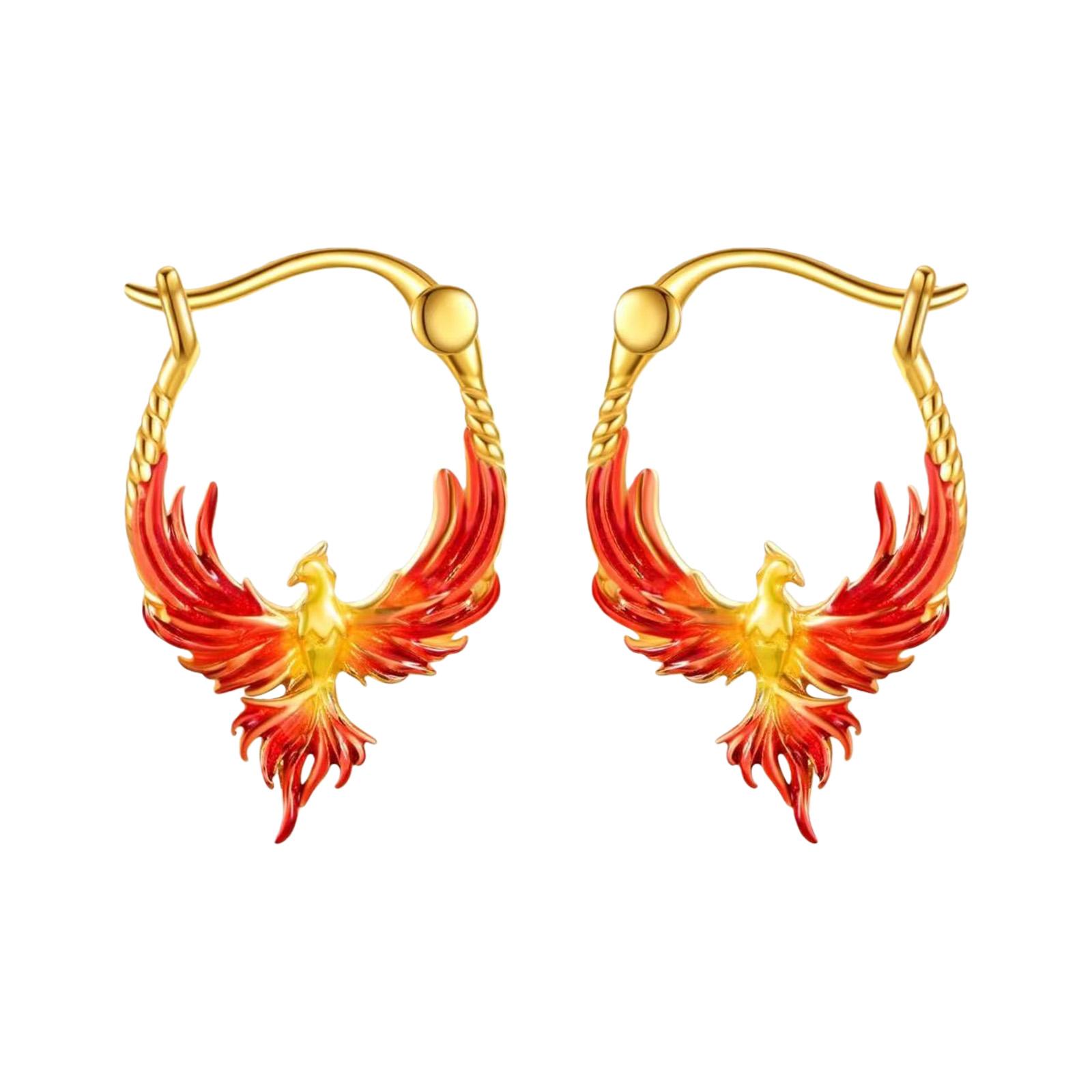

Fashionable Flame Bird Inspired Earrings Tarnish Resistant Metal Allergy Resistant For Casual Or Evening Outfits 1