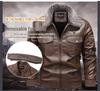 Men's European Winter PU Leather Jacket with Velvet Collar - Large, Warm, Windproof Motorcycle Style