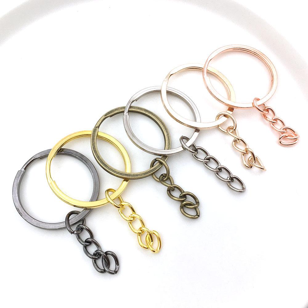 White Keychain Pendant Charm with Antique Gold Chain for DIY Jewelry