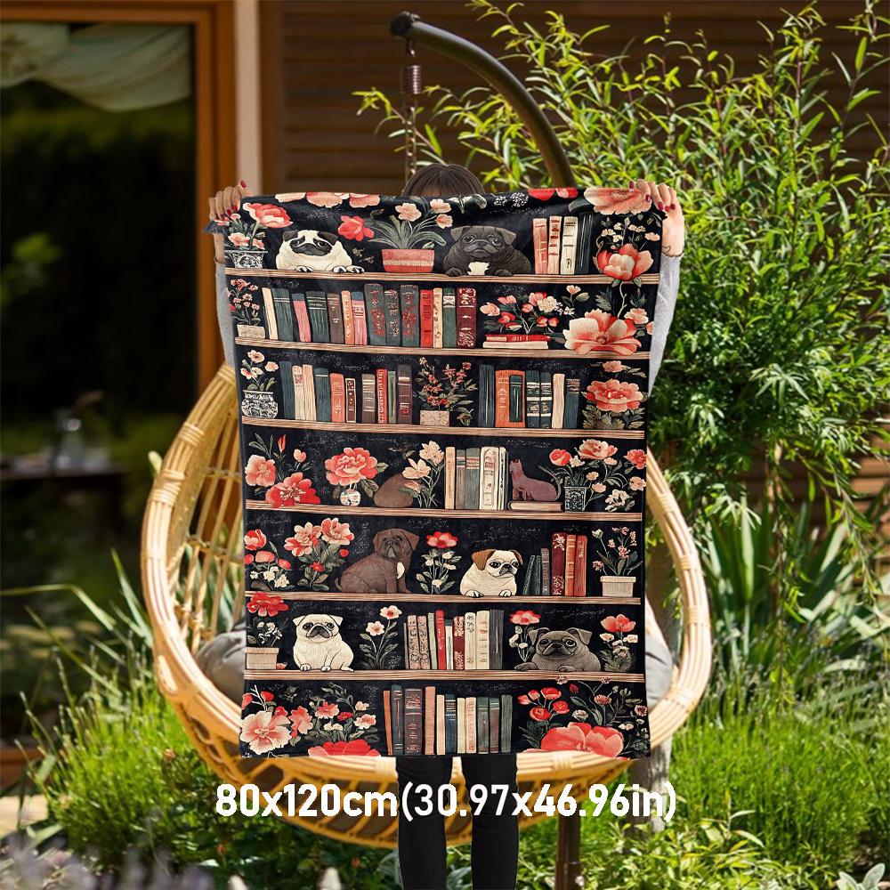 

1PC bookshelf flowersOutdoor Flannel Blanket - Soft Plush Decor for Picnics, camping, Bedroom, Playroom, Office, or Lunch Break 1258A 80x120cm(31x47inch)