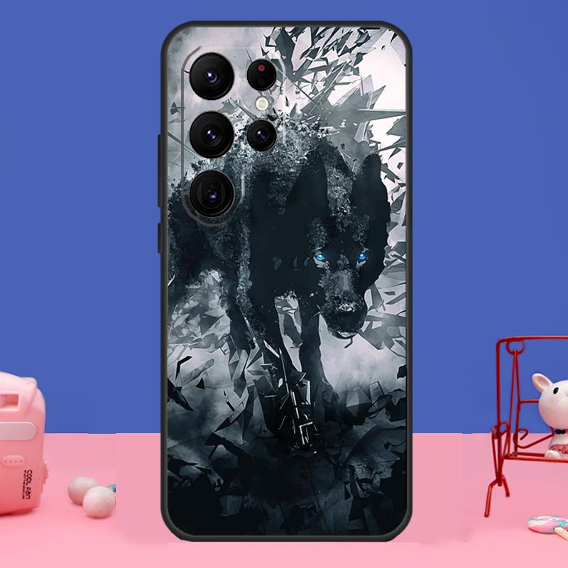 Custodia artistica Wolf Howls per Samsung Galaxy S24 Ultra S23 S22 S21 S20 FE Note 20 S8 S9 S10 Note 10 Plus