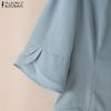 ZANZEA Women Summer Square Collar Casual Solid Color 3/4 Sleeve Blouse