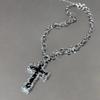 New Gothic Punk Black Cross Barbed Thorns Pendant Chain Choker Necklace for Women Men Unisex Hip-Hop Jewelry Gifts Party Jewelry