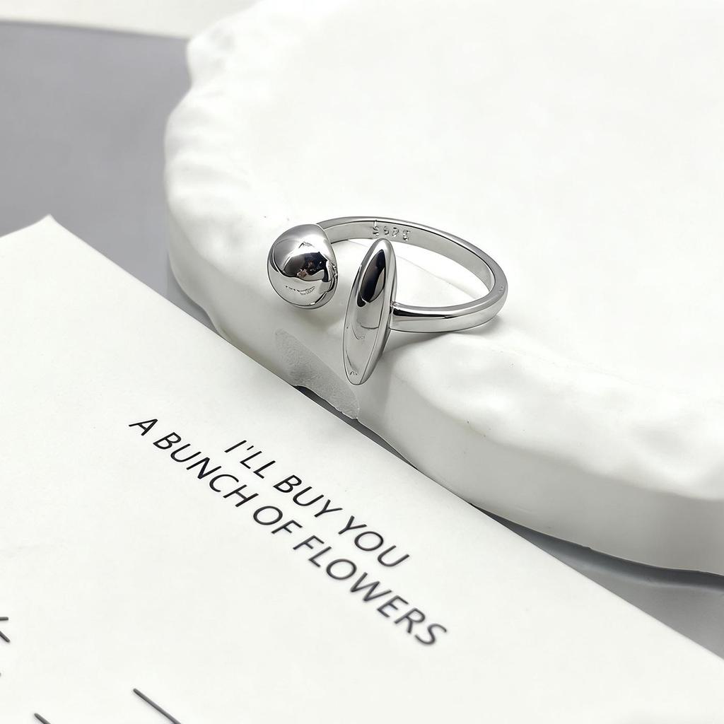 Asymmetrical Geometric Sphere & Ellipse Women's Adjustable Ring - Hip Hop Style