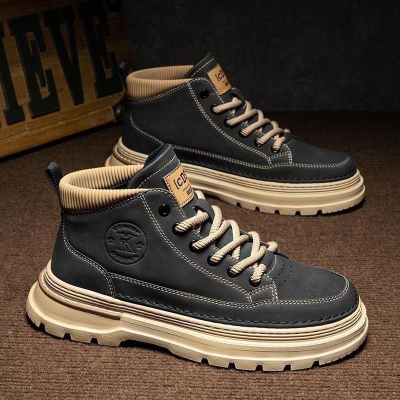 Martin boots men's shoes autumn new high-top leather shoes tooling shoes men's Korean version trendy versatile platform casual short boots