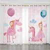 Nordic Simple Ins Pink Cartoon High Shading Curtain Network Red Unicorn Girl Bedroom Children's Room Blackout Drape New 2Pieces