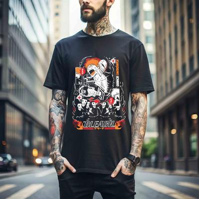 100% Baumwolle TOPS UNISEX T-SHIRTS HERREN DAMEN Bleach Ichigo T-Shirt Kurosaki Mond Kawai Anime Manga Schwarzes T-Shirt Tee ALLE 506