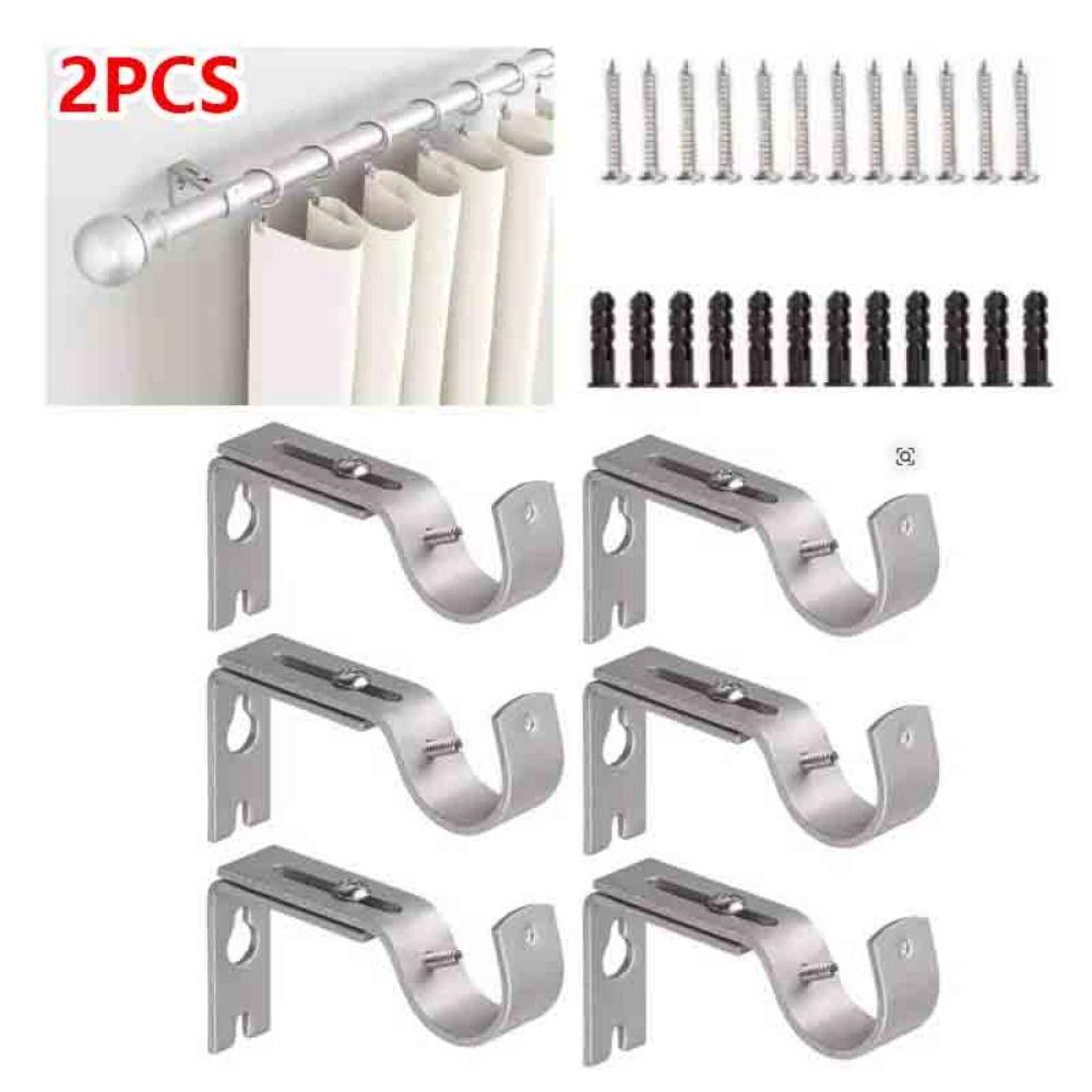 Metal Construction Curtain Rod Bracket Adjustable Direction Length Roman Pole Bracket  Bedroom Use
