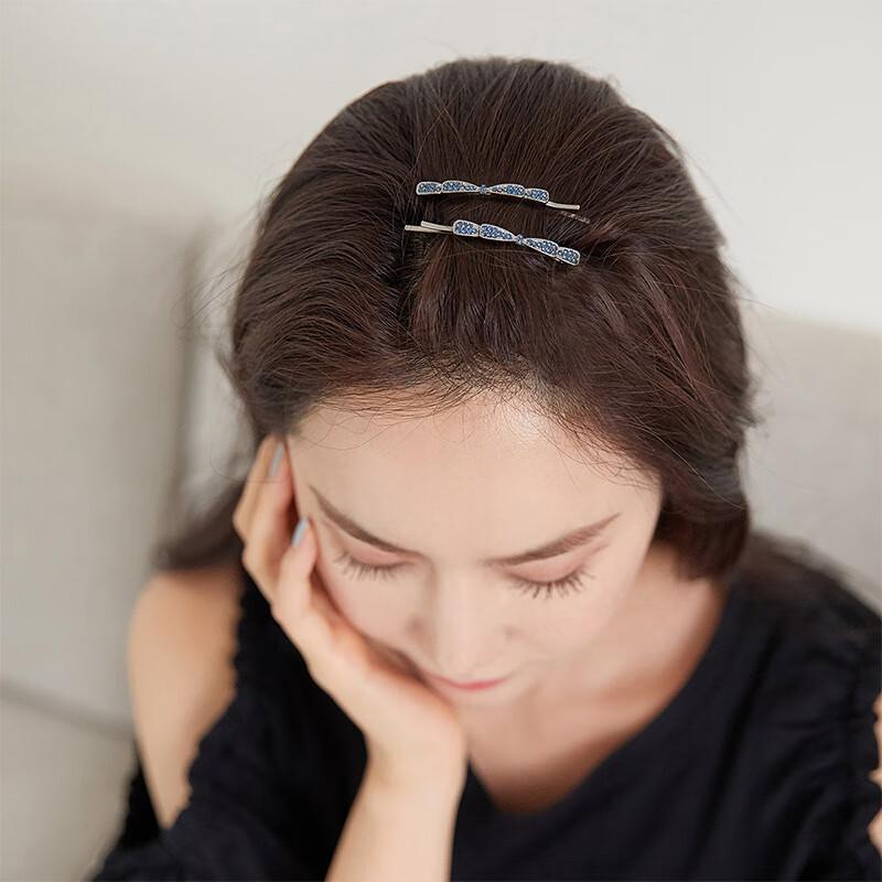 CHIMERA 2-Piece Rhinestone Butterfly Hair Clips, Side Clips for Bangs, Hairpins, Blue