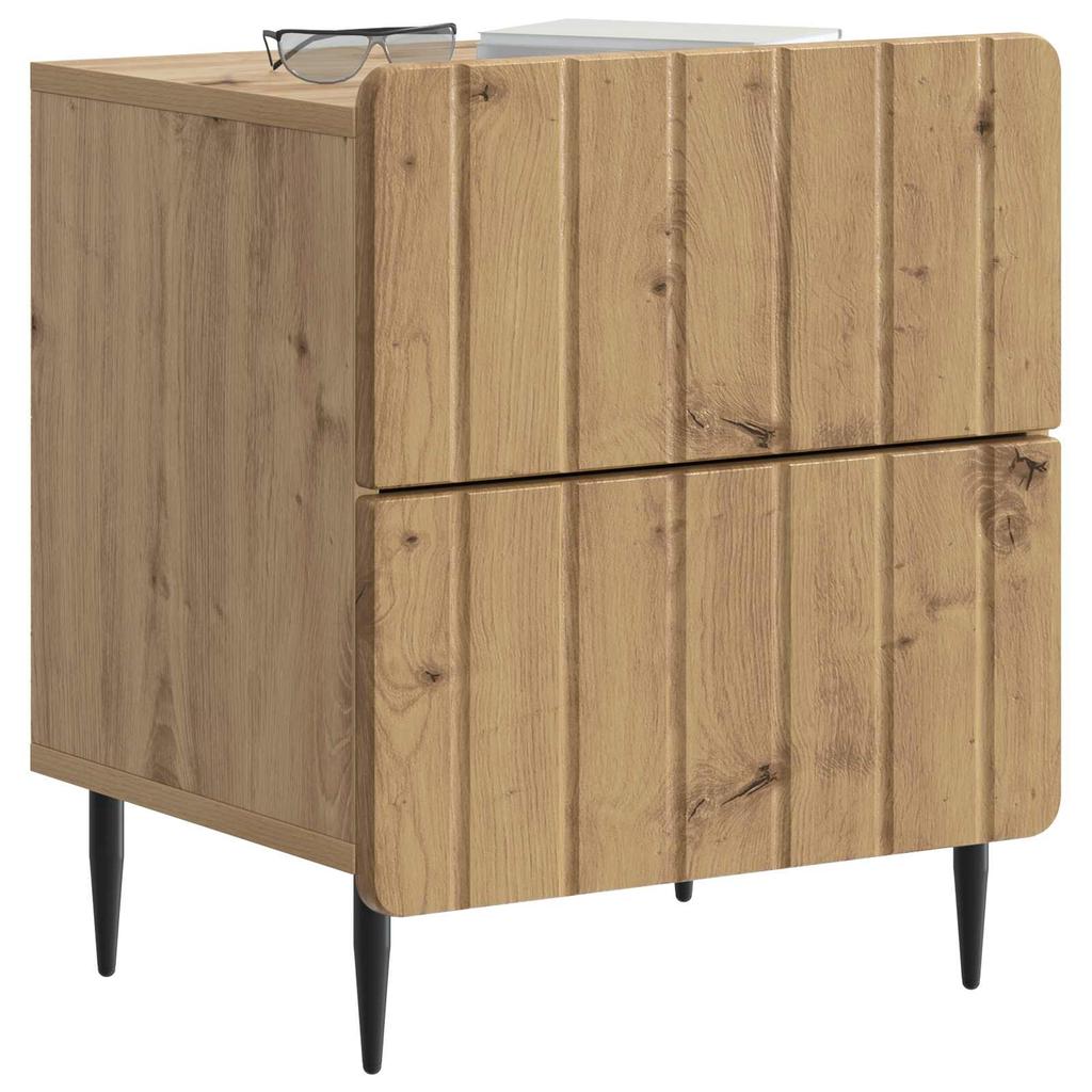 Nightstand Set of 2 Artisan Oak Finish 43 X 34.5 X 49.5 Cm