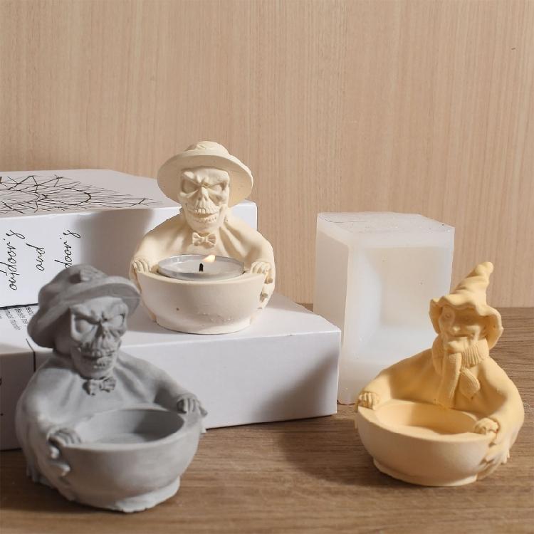 Multipurpose Witch Skull Candle Mould Sturdy Silicone Crafting Tool for Home Decoration and Holidays