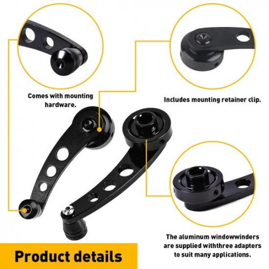 Pair Aluminum Billet Crank Handle Winders Window Manual Car Truck Glass Door EXV