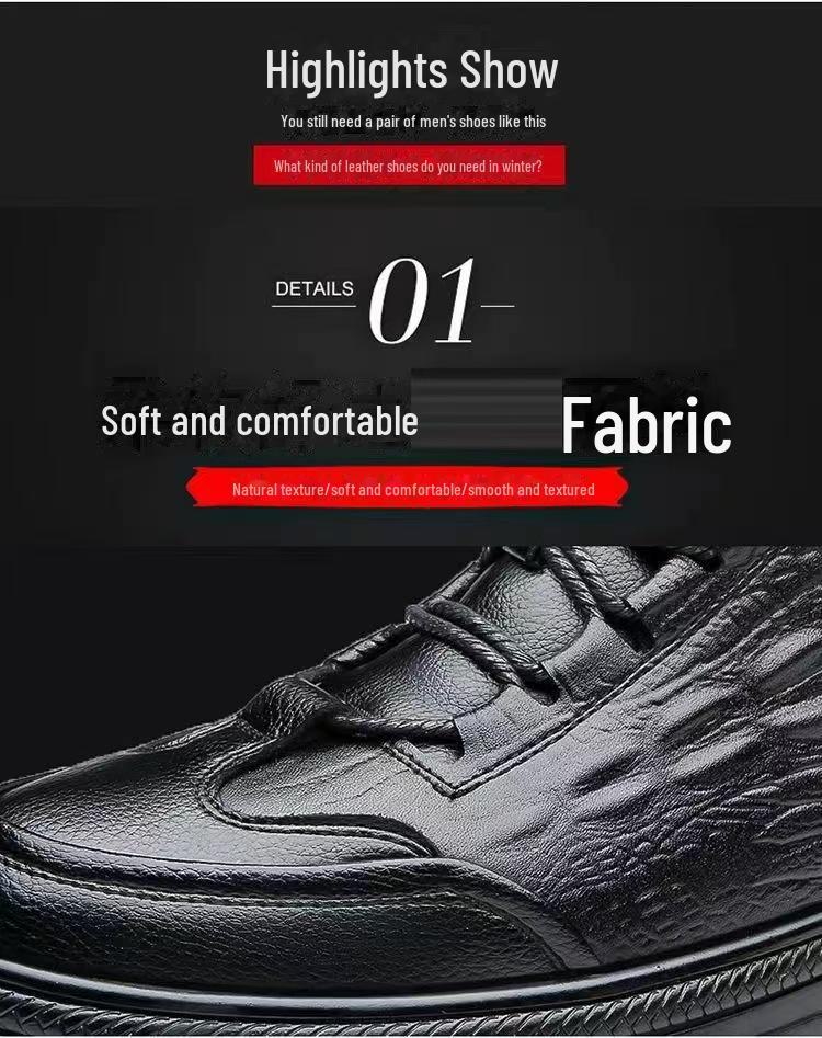 Men's Winter Fleece-Lined Cotton Leather High-Top Boots