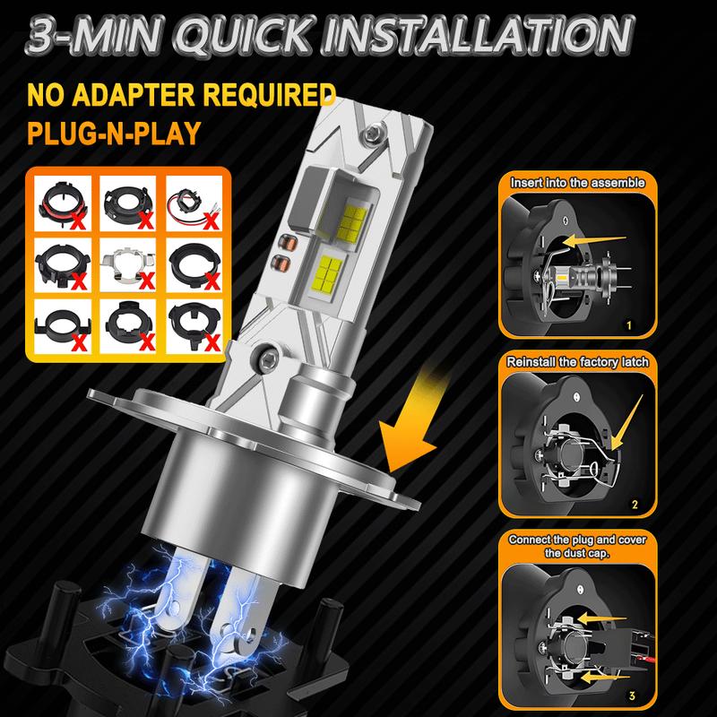 H4 LED Super Bright Headlights Bulb 3000000LM Wireless Plug And Play Led Light for Car 6000K Spotlight Automobile Diode Lamp