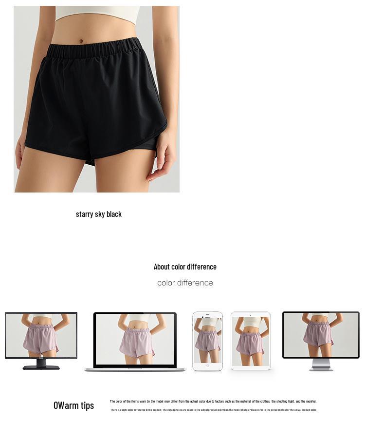 Wyman Women's Two-Piece Yoga Running Shorts with Phone Pockets, Anti-Exposure, Three-Quarter Length for Summer Fitness.