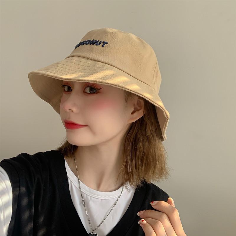 Tide brand letter bucket hat women spring and summer sunshade wide brim washbasin hat student couple sun hat