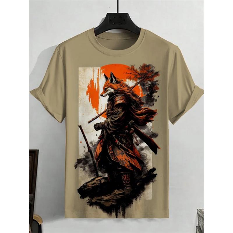 Japanese Ukiyo-e Graphic T Shirt Men Animal Waves Sun 3D Printed T-Shirts Casual Short Sleeve Tees Outdoor Oversized O-Neck Tops