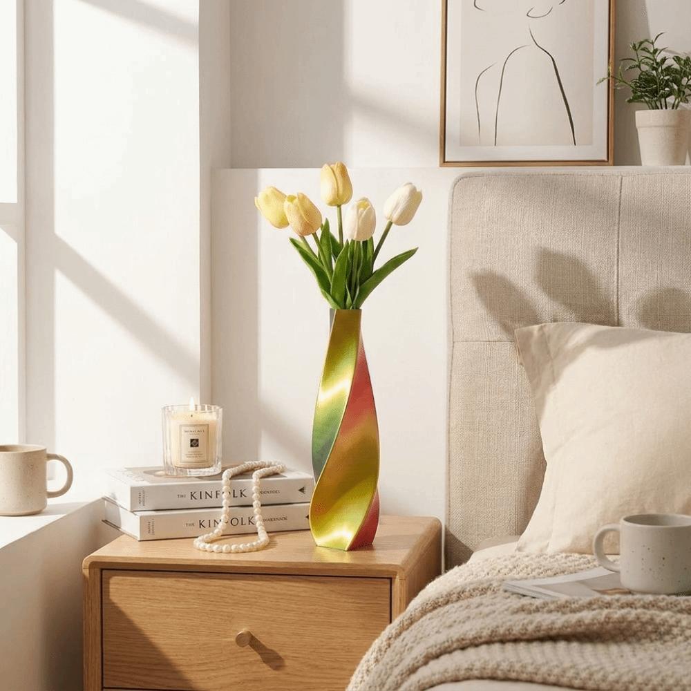 Twisted Design 3D Printed Flower Vases Gradient Color Plant Pot Home Desktop Decorations