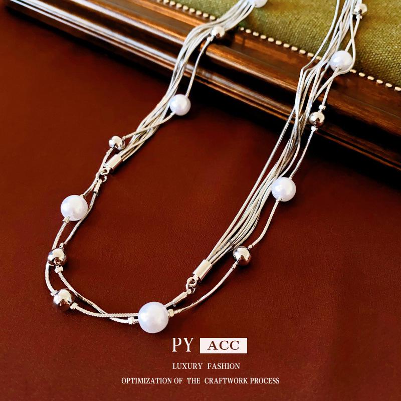 French Pearl Multi-Layer Necklace: Elegant, Versatile Fashion Accessory with Unique Design