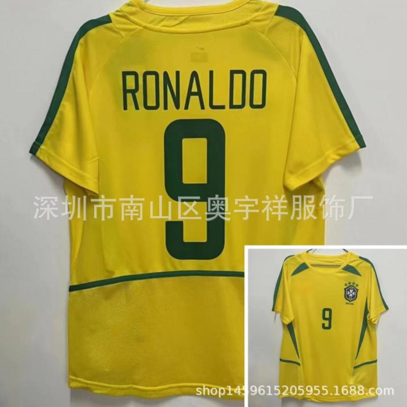 Vintage Brazil National Team Soccer Jersey Ronaldo 9 Classic Retro Football Shirt Short Sleeve Unisex