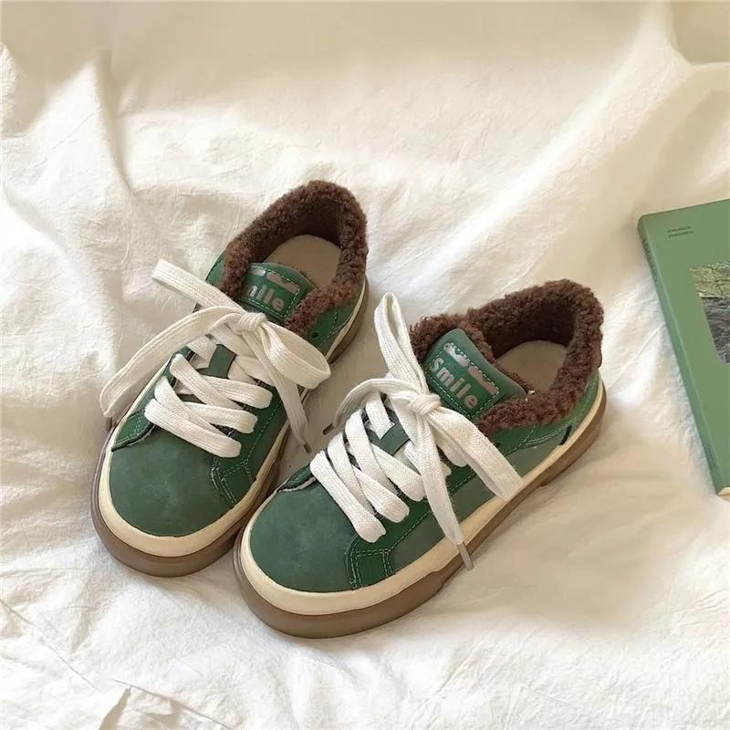 Fashion Women's Casual Sports Shoes Winter New Round Head Shallow Mouth Plus Velvet Warm Anti-slip Wear-resistant Low-top Shoes