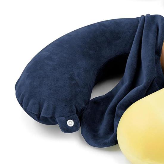 2 Stück Kissenbezug für U-förmiges Kissen mit Reißverschluss Nackenkissenbezug Ersatzbezug mit Druckknopf für Reise Nackenstütze