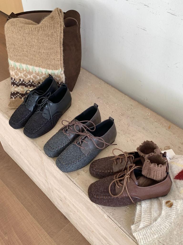 2025 autumn and winter new round head lace-up woolen deep mouth cotton shoes soft sole foot cover versatile women's single shoes