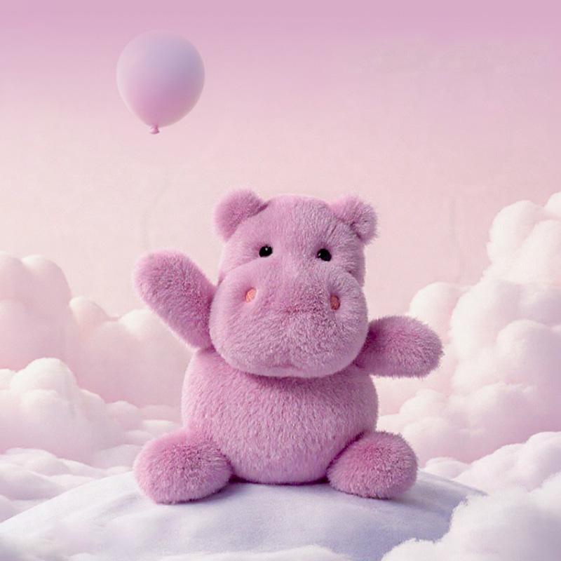 26CM Cute Purple Hippo Soft Plush Toy Stuffed Lavender Hippo Animal Doll Cartoon Plush Doll Home Decoration Birthday Kids Gift