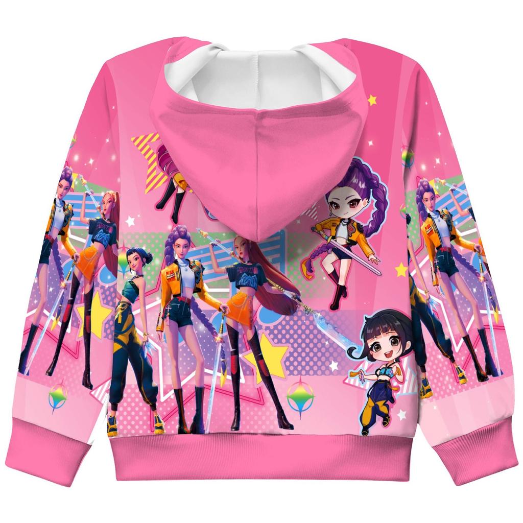 Girls Hoodie 3D Cartoon Jacket Sweatshirt Music Zip Hooded Long Sleeve Tops