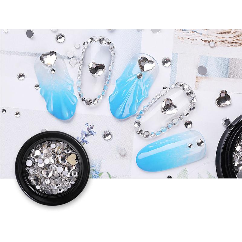 Nail Art Glass Diamond Acrylic Love Heart Flat Diamond Nail Jewelry Shiny Sticker Diamond