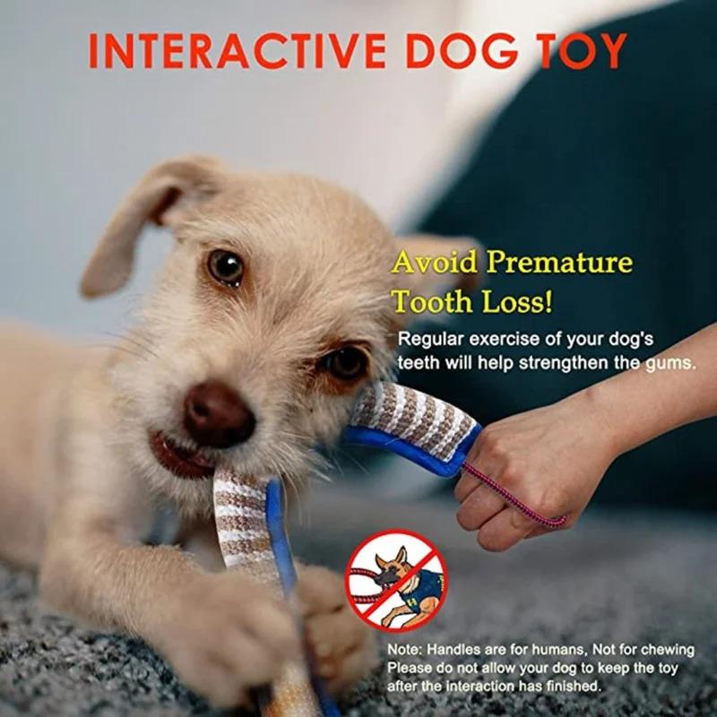 Interactive Dog Toy for Puppy Training Chew Pillow with Jute Rope Fetch Play Bite Resistant Chewing Supplies for Aggressive