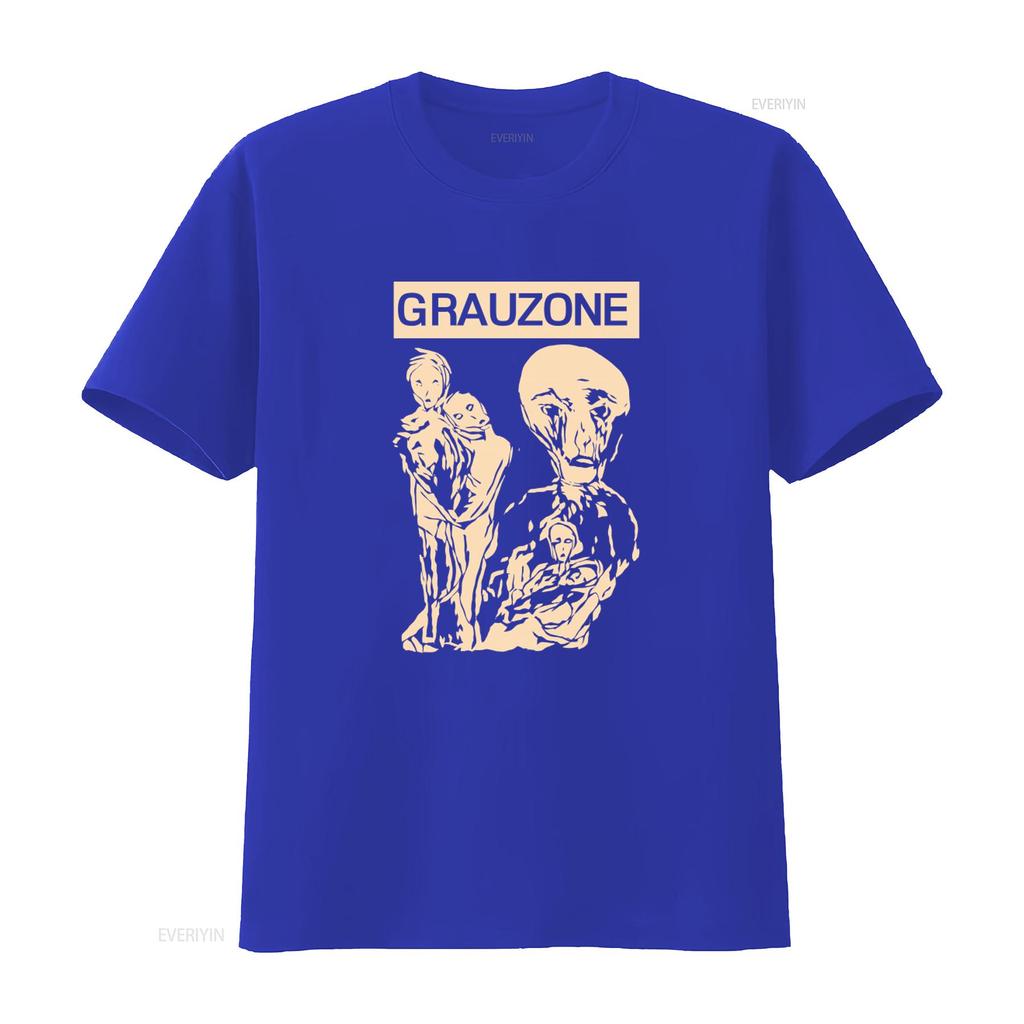 Grauzone Band Vintage Art Print Cotton T Shirt Retro Style Black Sizes S 4XL vintage Washed Top For Everyday Wear streetwear