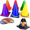 1 Set Wurfkegel Ringe Party Spiel Kinder Spielzeug Outdoor Fußball Agilitätstraining Karneval Familienspiele Hof Kombi Set Werkzeuge